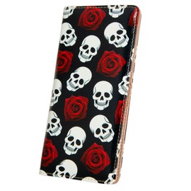 AIRMORS Wallet Women Leather Credit Card Holder with RFID Blocking Large Capacity Slim zipper Wallets for Men Minimalist Coin Purse long clutch wallet, Rose Skull, Rfid Wallet