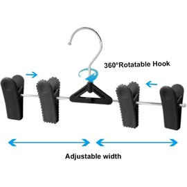 Pants Hangers with Clips 50 Pack - Jeans Hangers Shorts Hangers with Clips for Man, Women, Kid, Children, Baby - Space Saving, Non-Slip, Adjustable, Black