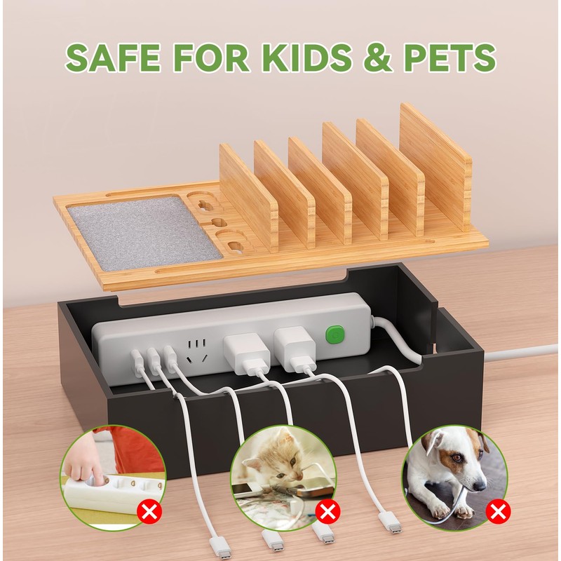 Pezin & Hulin Bamboo Charging Station for Multiple Devices, USB