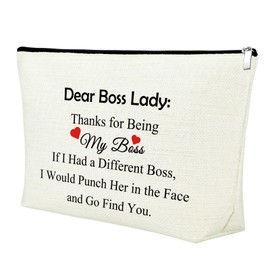 Mxrymvu Boss Gifts for Women Funny Makeup Bag Appreciation Gift for Female Leader Office Boss Lady Cosmetic Bag Female Colleague Thank You Present from Coworker Travel Pouch Birthday Present