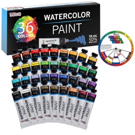 U.S. Art Supply 36 Color Watercolor Paint Set – Professional Watercolor Paint Set for Artists & Beginners, Watercolor Paint Tubes (18ml) – Water Colors Paint Adult Set for Canvas & Portraits