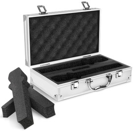 CIIICPSSL Professional Microphone Case, Hard Shell Carrying Case for 2 Wireless Mics, Aluminum Frame with Foam Interior, white