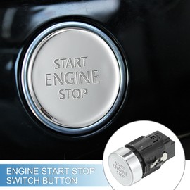 A ABSOPRO Push Button Starter Switch No.5ND959839 Engine Start Stop Switch Button for Volkswagen Tiguan 2008-2016 Silver Tone Black