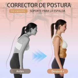 Corrector Postura Espalda Hombre Mujer Ajustable Faja Crema