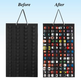 JOYMOMO Hanging Storage Organizer for Hot Wheels Felt Display Case for Hot Wheels Hold Up 60 Toy Cars (Without Accessories)(Black)