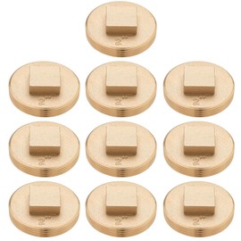 (10 Pack) Asterbacks 2 inch Sewer Cleanout Cap Brass Plug, Raised Head Design for 2 inch NPT Pipe QJG-2-T(10 PCS)