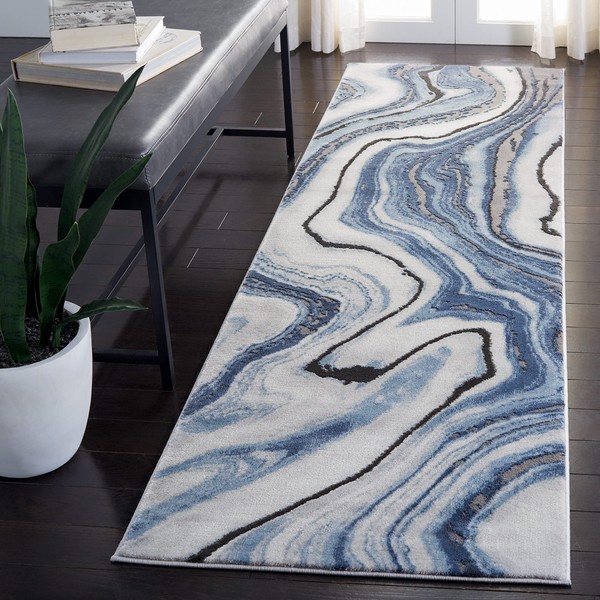 SAFAVIEH Craft Collection Runner Rug - 2'3" x 18', Blue