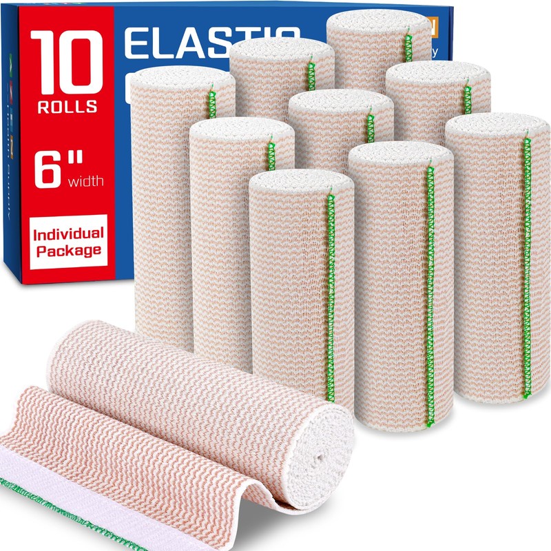 AZEN Premium 10 Pack Elastic Bandage Wrap 6 Inch, Compression
