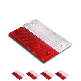 Thapncow Pack of 10 Truck Reflectors, Rectangular Reflectors, Screw-On Cat's Eye Reflector, Universal Plastic Red/White Trailer Cat Eye Reflector for Truck, Trailer, Truck, Caravan Car