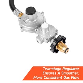 GASPRO 10 FT Two Stage Propane Regulator hose with P.O.L. and 3/8 Inch Female Flare for RV, Grill, Gas Stove, Range