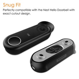 Fintie Silicone Cover for Nest Doorbell (Wired), Protective Skin Case Compatible with Nest Hello Video Doorbell, Black