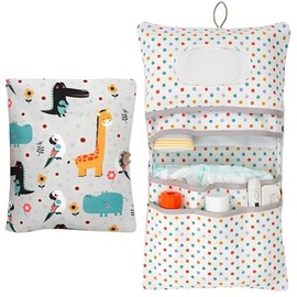 Bolsa Organizadora Portátil para Bebé, Mini Pañalera Plegable para Carriola y Viaje, Ideal para Recién Nacidos, Niños y Niñas, Diseño de Hojas (Animal