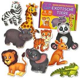 MAGNIKON Puzzles Exotic Animals from 2 3 Years - Toy Children's Puzzle from 3-5 Years - 9 My First Puzzle - 39 Large Pieces Gift for Boys and Girls - Toy from 2 Years - Motor Skills Toy