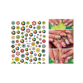 Generic Happy Daisy Emoticons Flower Painting Polka Dots Extra Thin Nail Sticker Wg406 Nail Wraps Art Stickers Manicure Supplies for Women for Home Nails Full Long Lasting Easy Apply and Remove