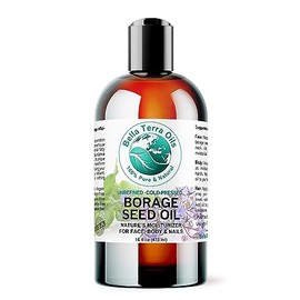 Bella Terra Oils Premium Borage Seed Oil with High GLA – 16 oz, Luxurious Skin Radiance, Quick Absorption, Nourishing