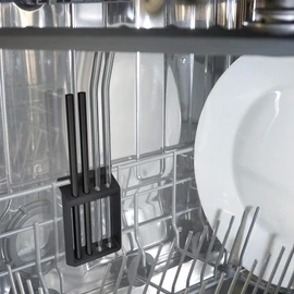 GEFU Future Straw Washing Up Basket, Set of 4, for the Dishwasher, Easy Cleaning of Straws, Practical Clamping Device