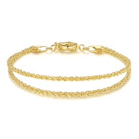 Yzytdgzy 14K Gold Bracelet For Women Layered Rope Bracelet For Womens