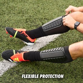 Football Sleeve Style Shin Pads/Guards - Flexible Comfort & Protection - For Kids & Adults (Large Adults)
