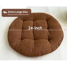 SnugCollection 24 Inches Extra Large Round Meditation Cushion - Corduroy Floor Pillow & Floor Cushions for Adults - Yoga, Pets, Floor Cushions for Kids & Floor Seating, 1 Count, Chestnut Brown