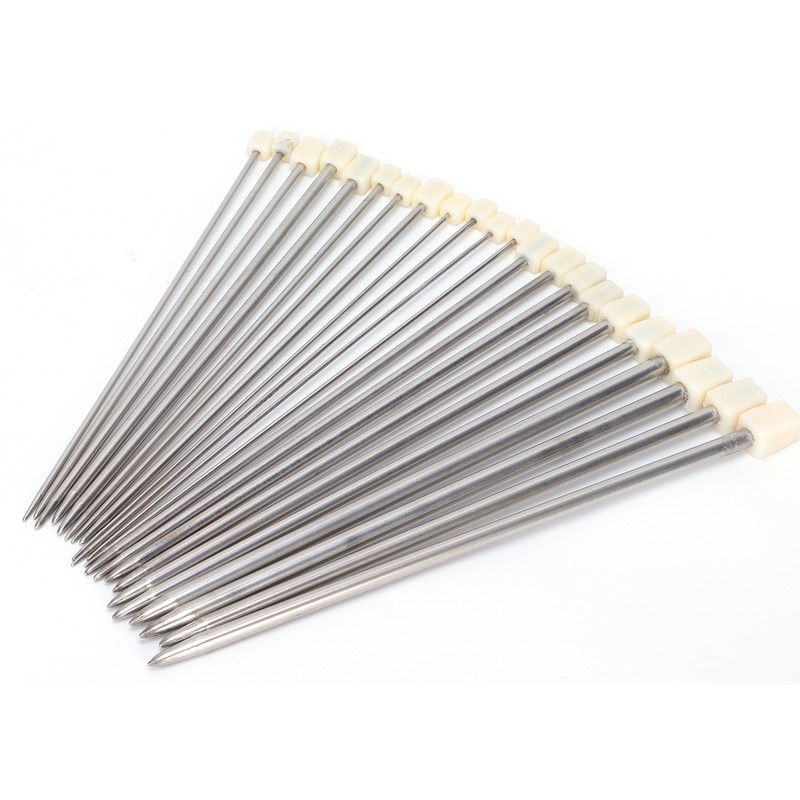 22Pcs Knitting Needles Stainless Steel Straight Single Pointed HandMade Wool