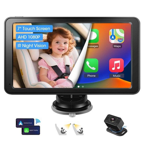 7" AHD Baby Car Camera w Apple CarPlay & Android