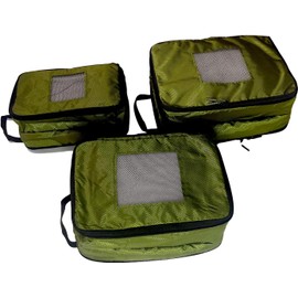 GOTENTIFY Compression Packing Cubes 2/3/4 sets, Large Travel Packing organizers for Carry on Luggage, 2 Sides Expandable Storage Bags for Backpacking, Suitcases (Green, Pack 4)