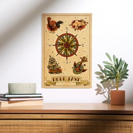 Lantern Press 12x18 Inch Premium Wood Sign, Ready to Hang Wall Decor, Tattoo Flash Sheet, Sailors