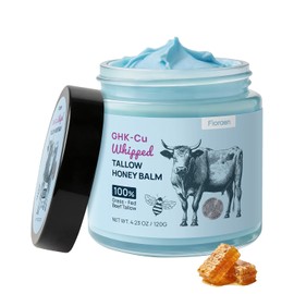 25,000ppm GHK-Cu Copper Peptides Whipped Beef Tallow for Skin, Grass Fed Tallow and Honey Balm with Manuka Honey & Vitamin E, High Potency Anti Aging Face Moisturizer for Firming & Repair 4oz