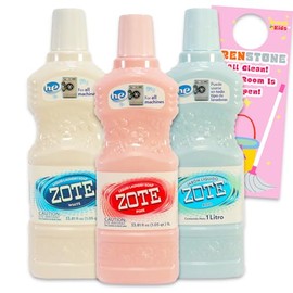 Zote Liquid Soap Variety Pack - Bundle with 3 Bottles of Detergent Including Azul, Blanco, Rosa & Door Hanger | Zote Liquid Soap 3 Pack