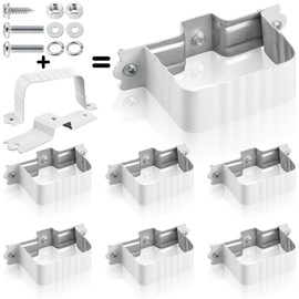 Hicarer 6 Sets Gutter Downspout Straps 2x3 and Downspout Wall Bracket, Gutter Straps Extension Adapter White Aluminum Alloy Brackets Holder Attach Exterior Wall