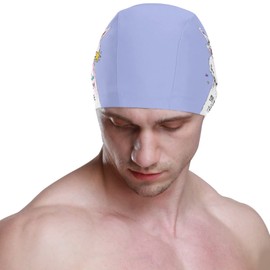 Dallonan Swimming Cap Funny Llama Rainbow Unicorn Unisex Adult Swim Cap Polyester