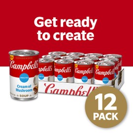 Campbell’s Condensed Unsalted Cream of Mushroom Soup, 10.5 Ounce Can (Pack of 12), brand is Campbell''s