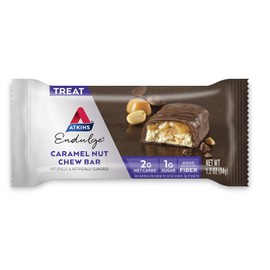 Atkins Endulge Caramel Nut Chew Bar, Low Sugar Snack, Dessert Bar, High Fiber Bar 1g Sugar, 10 Count