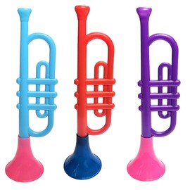 Zugar Land Colorful Plastic Trumpets (13 Inch) Noisemaker Music Toys for Kids Instruments Noise Makers for Parties and Events, Cool Birthday Party Favors, Sports Celebrations   (6 Trumpets)