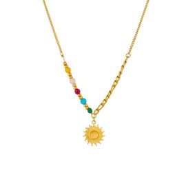 vdwv Bohemian Beaded Pendant Necklaces - Colorful Vintage Beach Fashion Jewelry for Women (Gold-2)