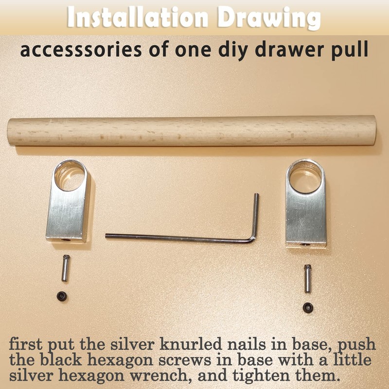foxwake Wood and Silver Cabinet Handles Pull 10Pcs Adjustable Double