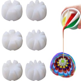 6Pcs/Set Flower Pour Cups Silicone Split Cup for Paint Pouring Acrylic Pouring Flower Strainers Fluid Art Pour DIY Resin Molds for Making Painting Tools Drawing Accessories (White)