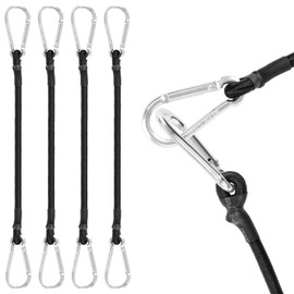 Akicderu Bungee Cord with Carabiner, 100 cm Expander with Carabiner Hook, 4 Pieces Tie Down Straps with Hooks, Strong Luggage Tensioner, Rubber Tensioner with Hooks for Luggage, Camping and Much More