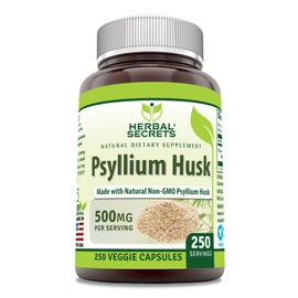 Herbal Secrets Psyllium Husk Supplement | 500 Mg | 250 Veggie Capsules | Non-GMO | Gluten Free | Made in USA