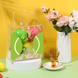 Liobelon 24 Pieces Tennis Clear PVC Gift Bag with Handles Tennis Transparent Treat Goodie Bags 7.9 x 7.9 x 3.1Inch Sport Theme Party Favor Bag for Birthday Holiday Sports Team (tennis)