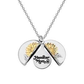 PLITI Hamster Mom Gift Hamster Lover Gifts Hamster Owner Sunflower Locket Necklace Funny Animal Gifts For Hamster Lovers Cute Hamster Necklace (Hamster Mom nec)
