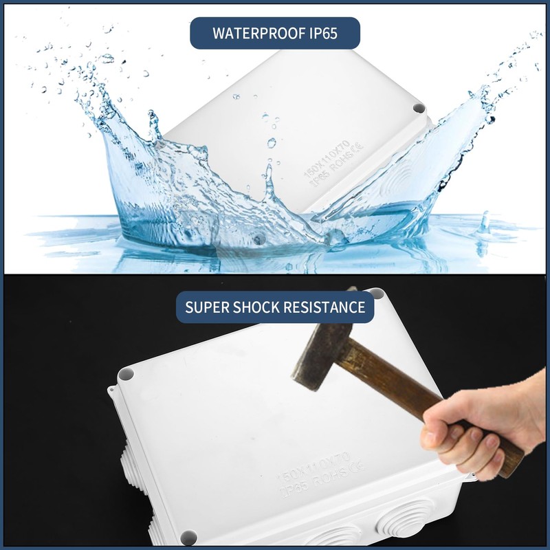 Junction Box Waterproof IP65, White Junction Box Outdoor, ABS Plastic