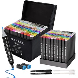 Banral Alcohol Markers Set, 100 Colors Dual Tip Alcohol Based Art Markers Pens for Artists, Permanent Drawing Markers for Adult Coloring Sketching Illustration with Case and Holders