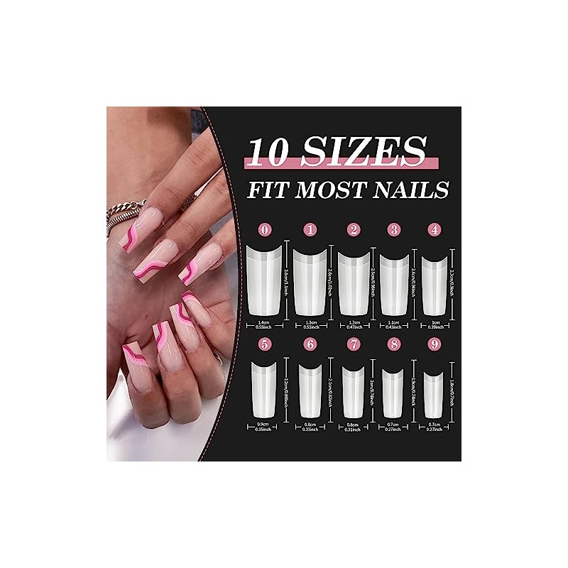 Acrylic Nail Tips Set, Venares 500 Pieces White Nail Tips