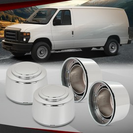 CROSSDESIGN 8 Lug 16 Inch Chrome Wheel Center Hub Caps Nut Covers Alloy Compatible with Ford F250 F350 Truck 1995-1997/Fits Ford E150 Van 2007-2008 909-035 F5TA-1A096-TB F5TA-1A096-SP F5TA-1A096-SB