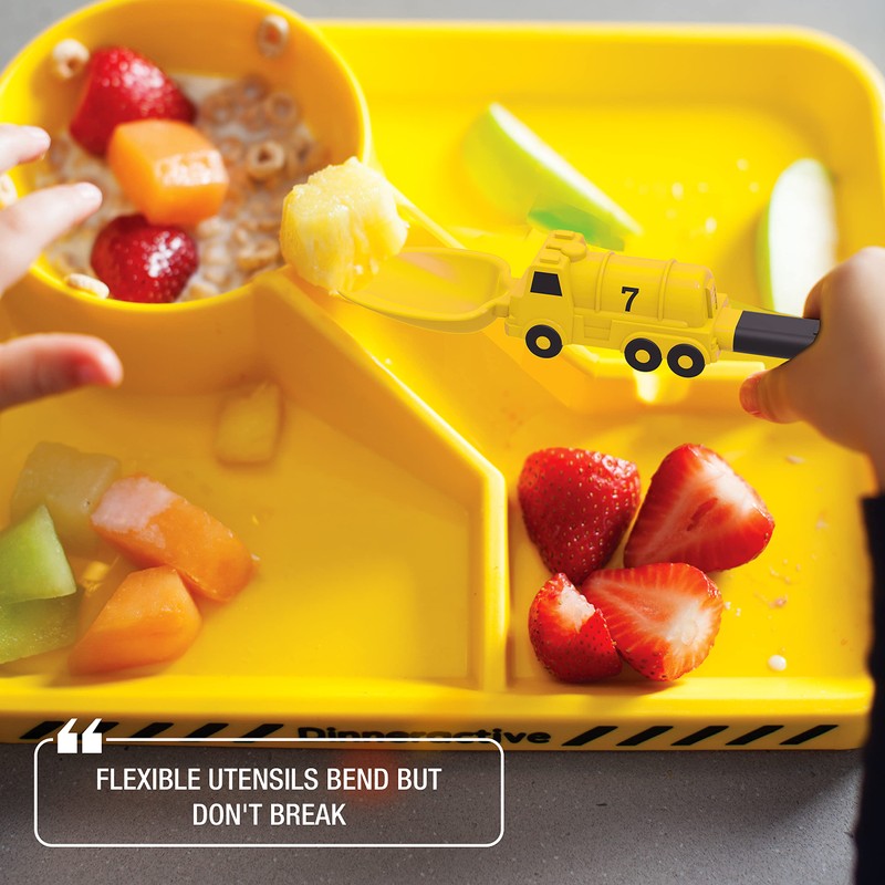 Dinneractive Dining Set For Kids - 3PC Yellow Firefighter Dinnerware