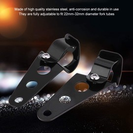 Fydun Headlight Holder Forks 1 Pair Headlight Bracket Fork Stainless Steel Small Mount Stand Support (Black), black