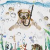 Funny Bulldog Dog Fabric Shower Curtain, Tropical Fish Coral Octopus