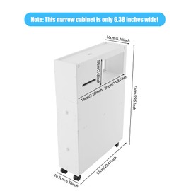 ILWorkTLs Toilet Slim Bathroom Storage Cabinet with Wheels,2 Drawers Narrow Floor Cabinets for Bathroom,White