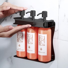 Shampoo, Conditioner, Shower Gel Dispenser 3 Room refillable Shampoo and Conditioner Pump Bottle Wall-Mounted Slot Shower soap Dispenser (KCHS-3)
